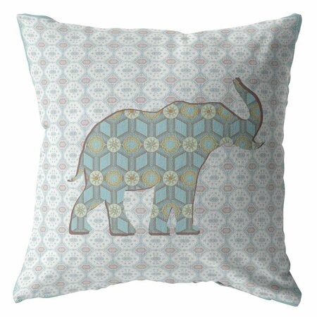 HOMEROOTS 28 in. Blue Elephant Indoor & Outdoor Throw Pillow 412530